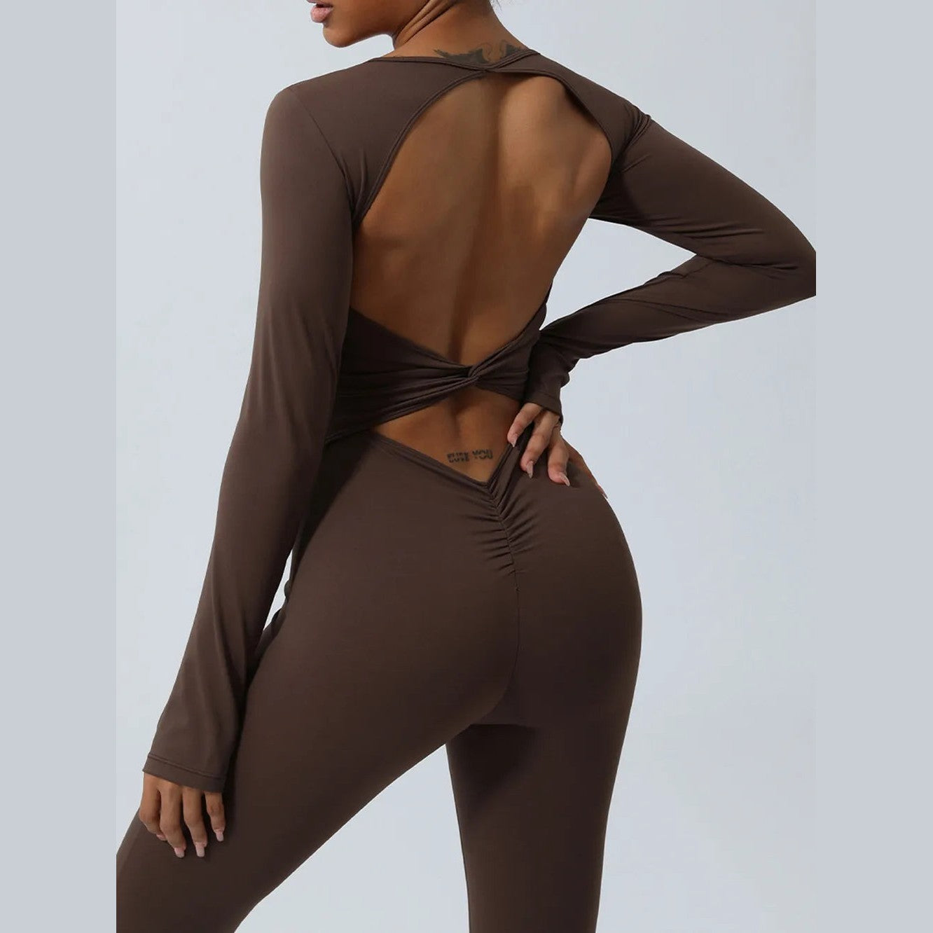 Rückenfreier Langarm-Jumpsuit – Ansicht 8 – VYROX