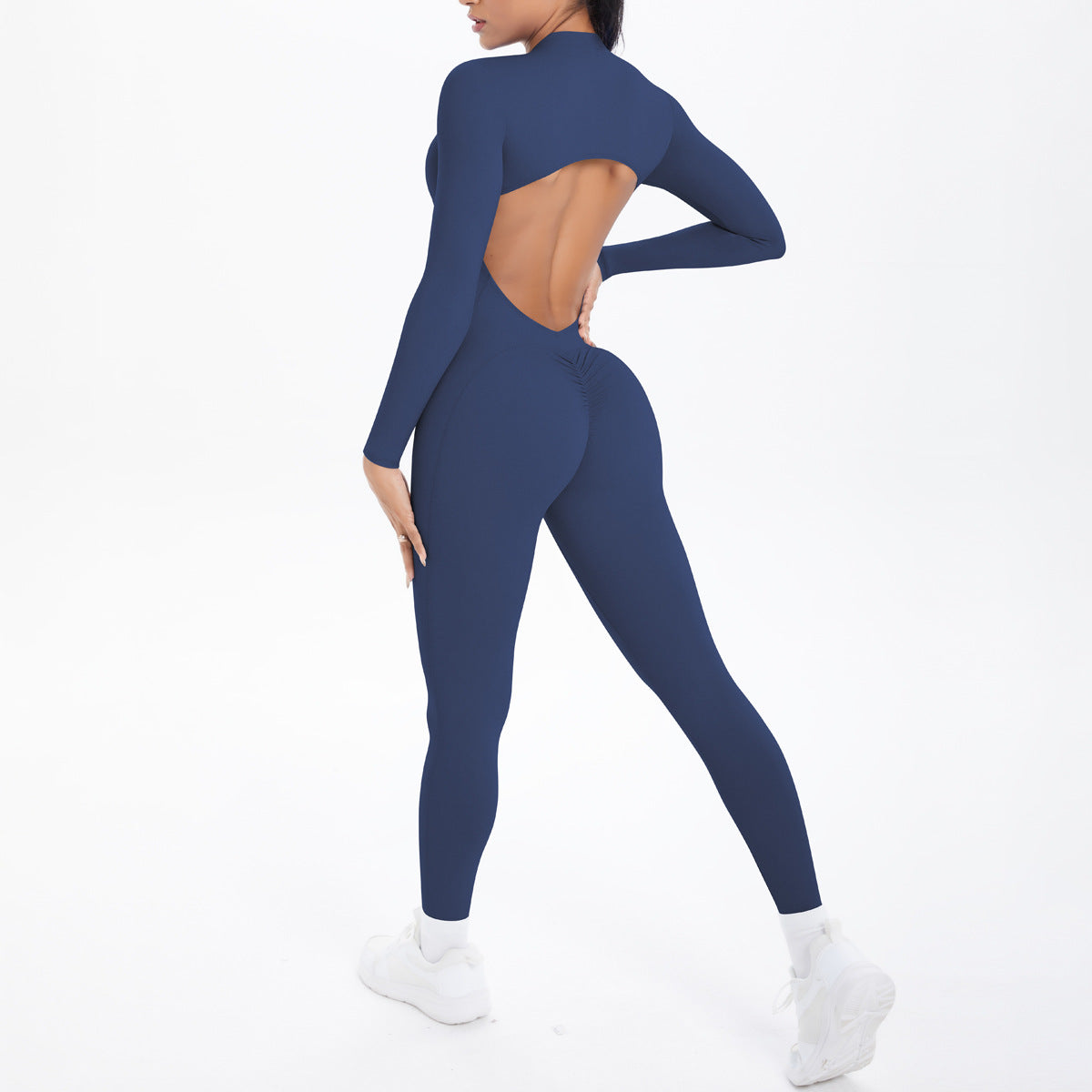 Halb-Reißverschluss-Yoga-Jumpsuit – Ansicht 7 – VYROX