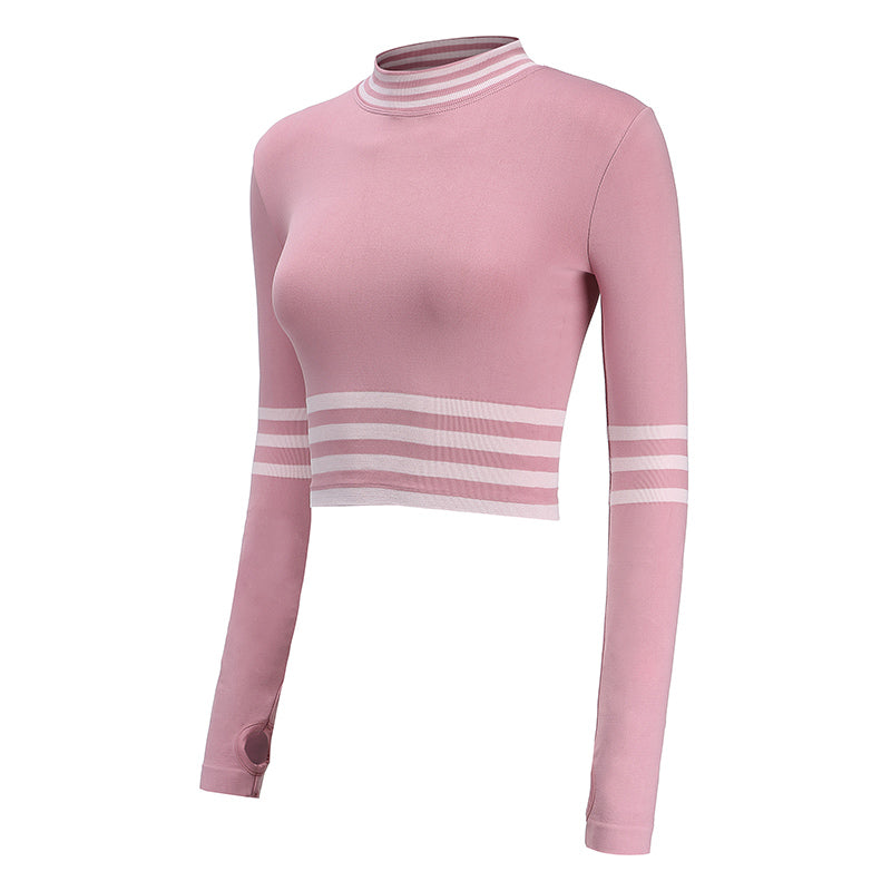 Gestreiftes Kompressions-Crop-Top – Ansicht 6 – VYROX