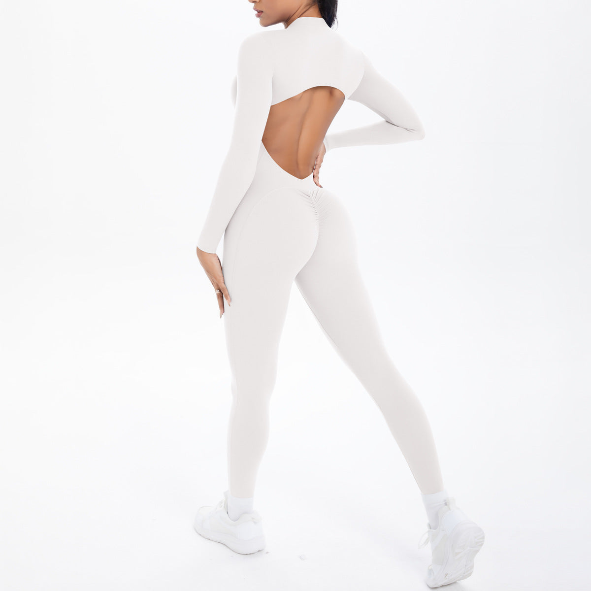 Halb-Reißverschluss-Yoga-Jumpsuit – Ansicht 5 – VYROX