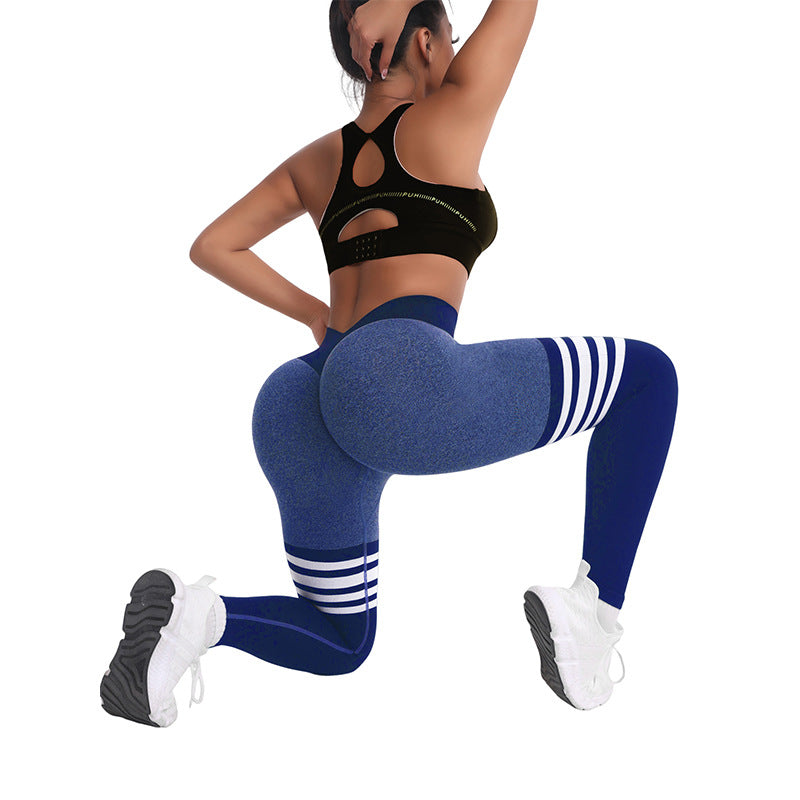 Nahtlose, gestreifte Fitnesshose mit hohem Bund – Ansicht 4 – VYROX