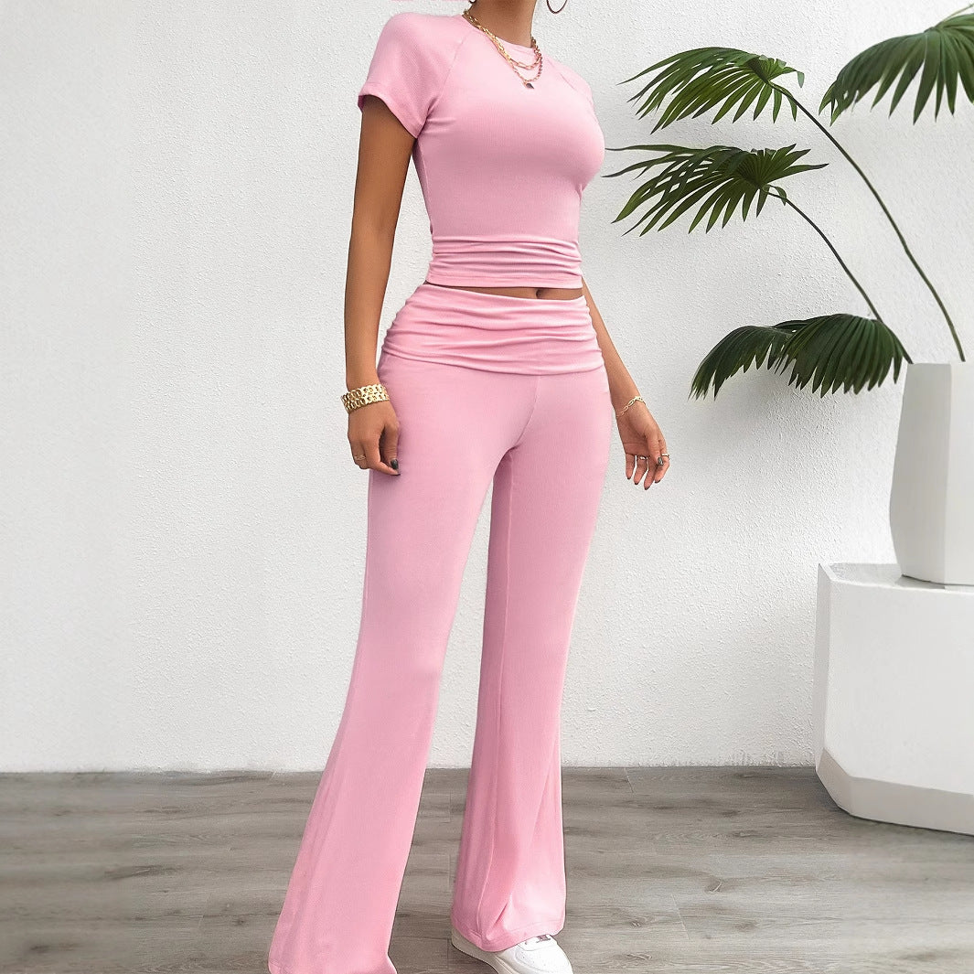 Yoga Style Set – Kurzarm-Shirt & Wide-Leg Hose – Ansicht 4 – VYROX