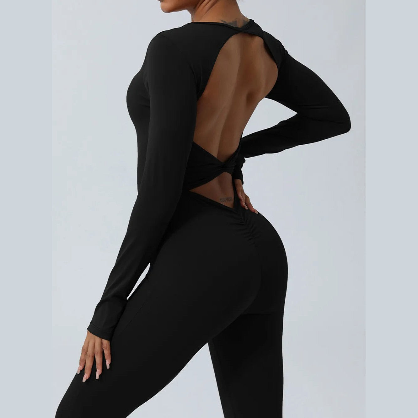 Rückenfreier Langarm-Jumpsuit – Ansicht 4 – VYROX