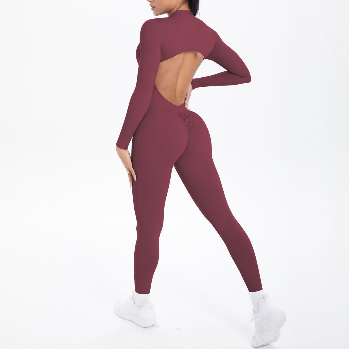 Halb-Reißverschluss-Yoga-Jumpsuit – Ansicht 9 – VYROX