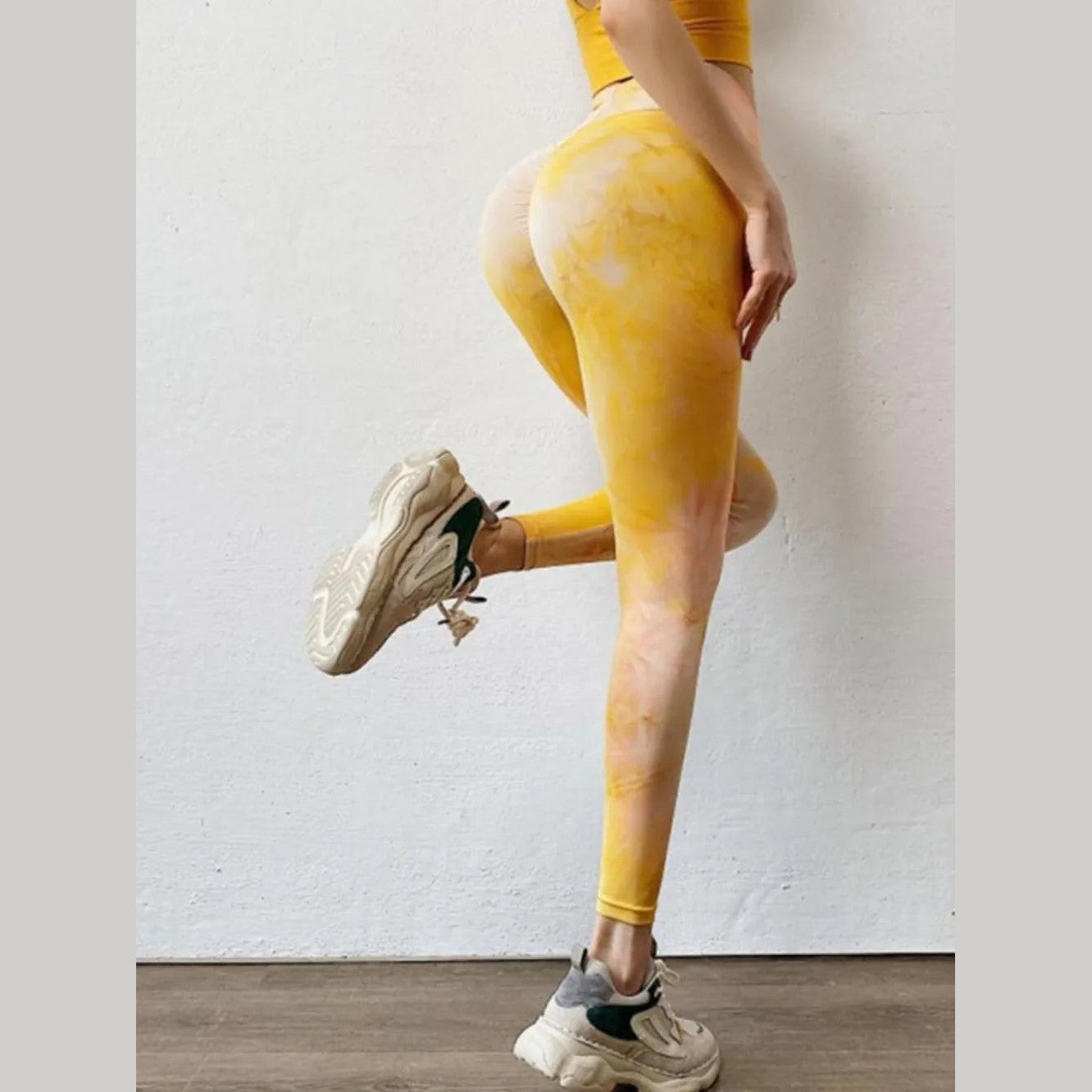 Leggings mit hohem Bund im Batik-Look – Ansicht 5 – VYROX