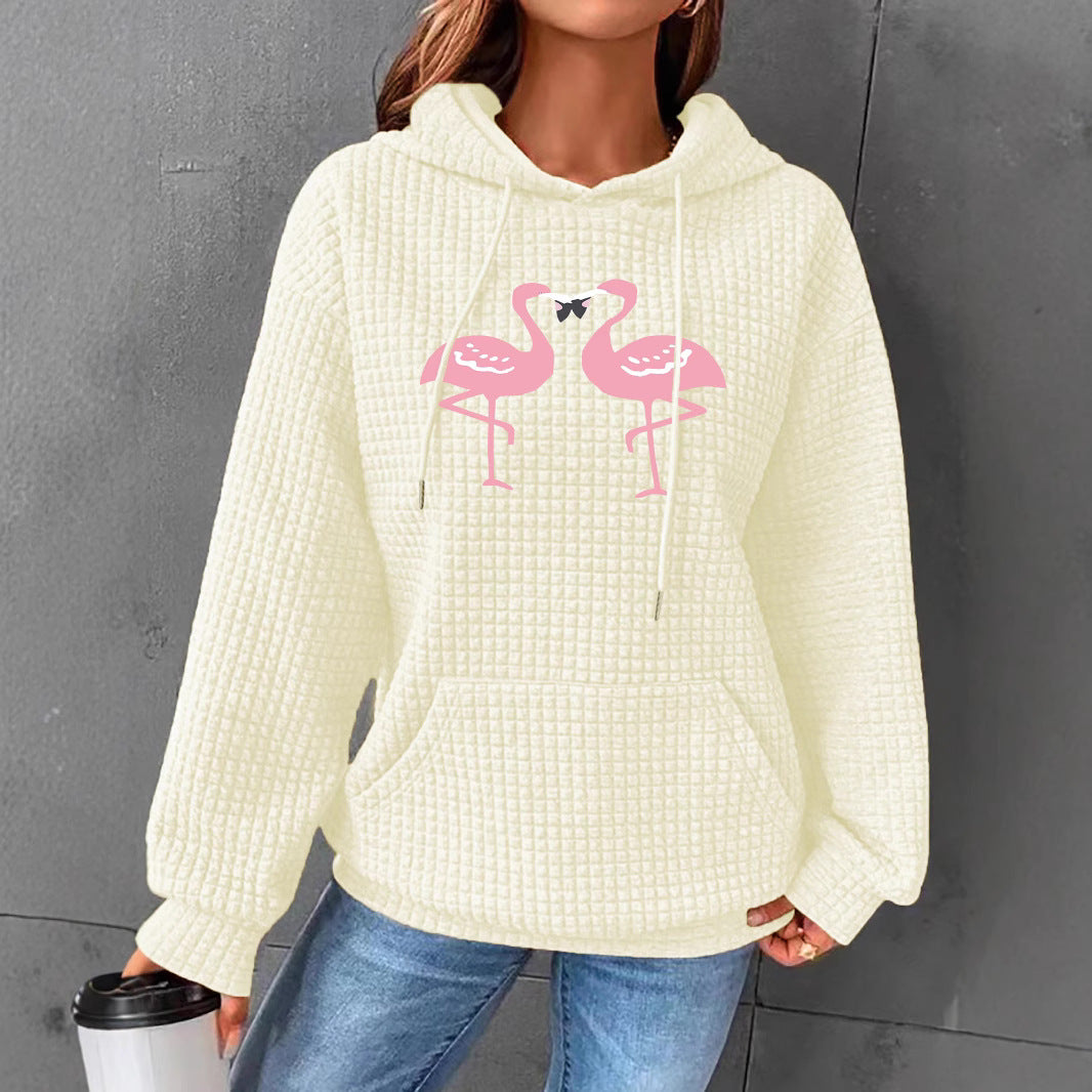 Waffle Hoodie mit Flamingo-Print – Ansicht 6 – VYROX