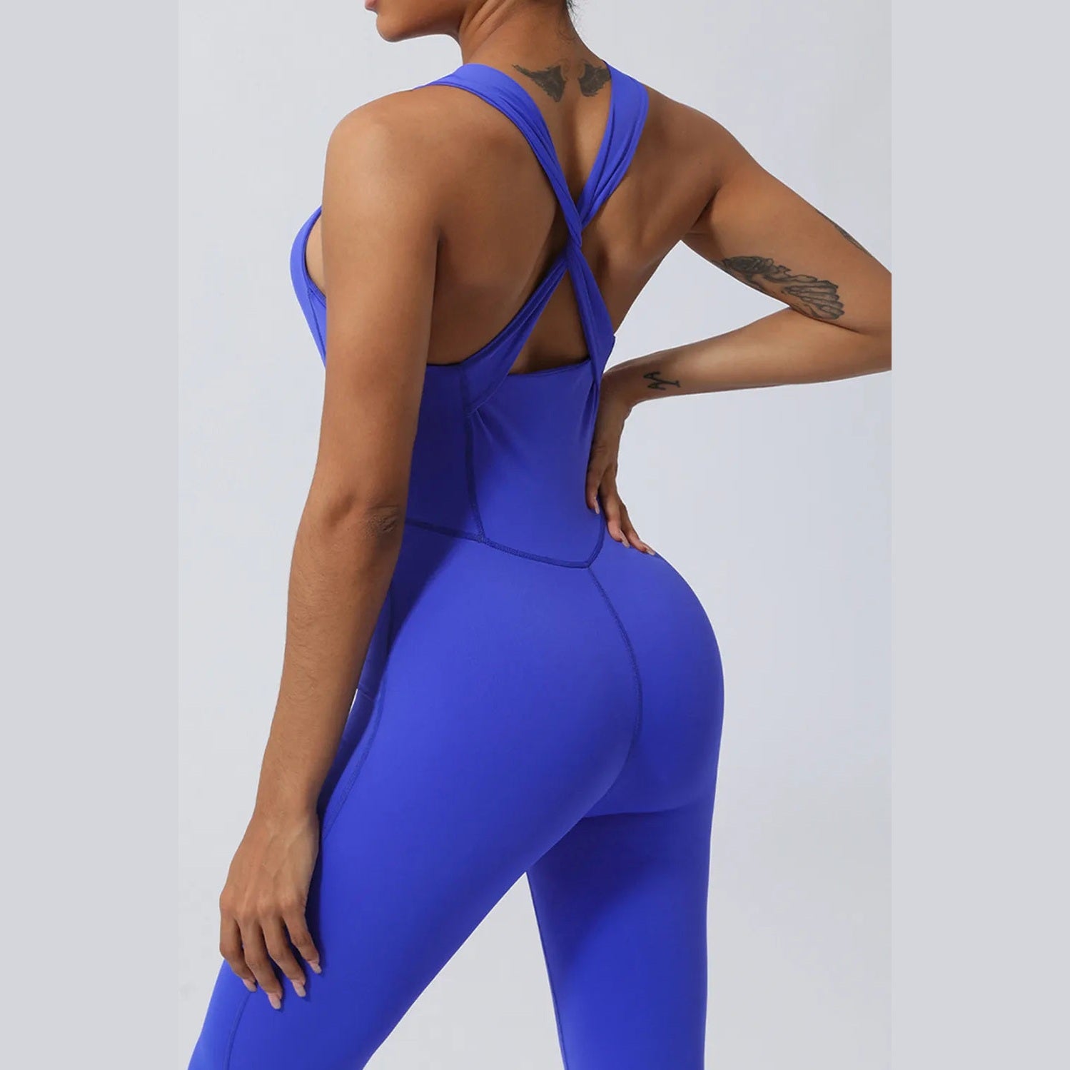 Ärmelloser Jumpsuit mit gekreuzten Trägern – Ansicht 4 – VYROX