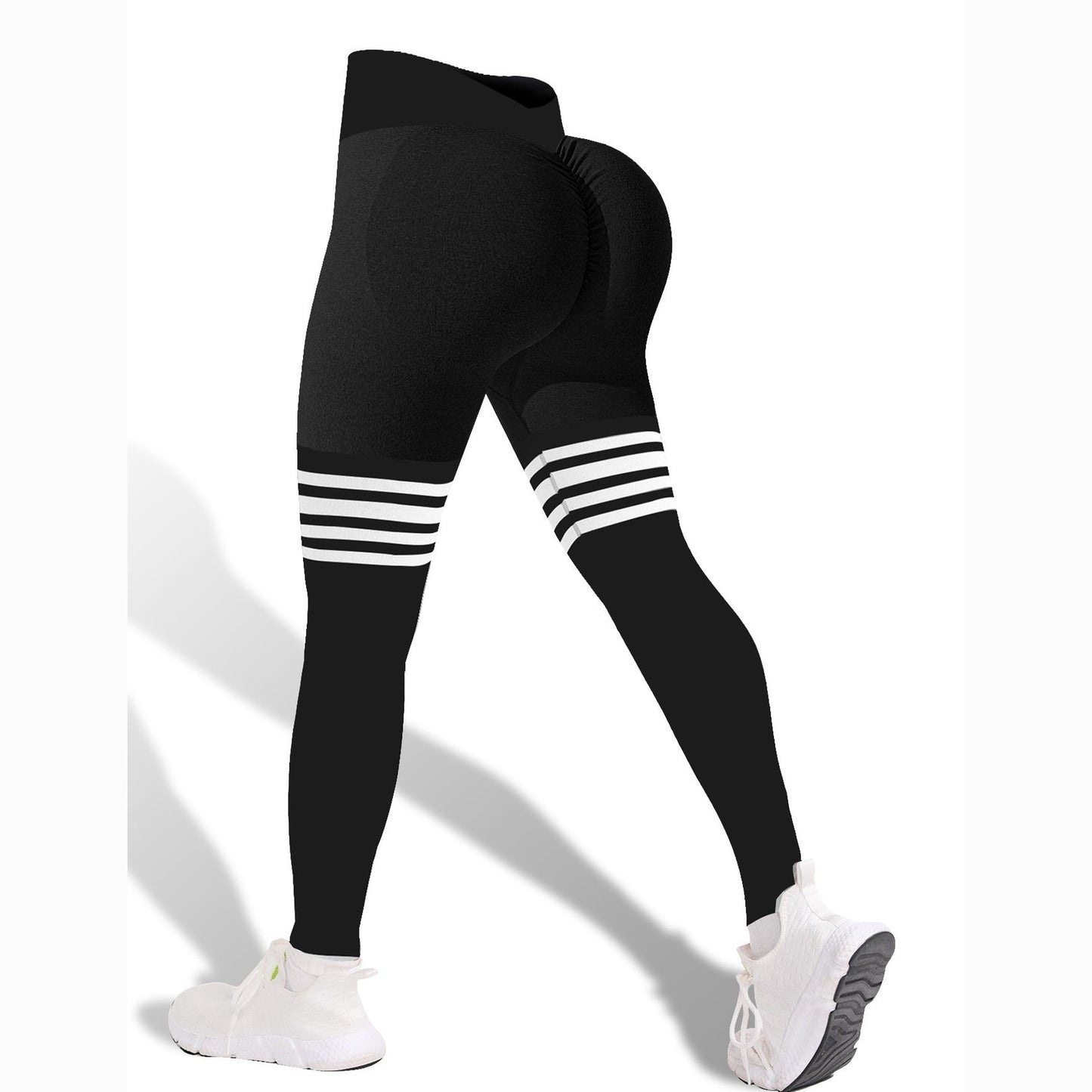 Nahtlose, gestreifte Fitnesshose mit hohem Bund – Ansicht 7 – VYROX