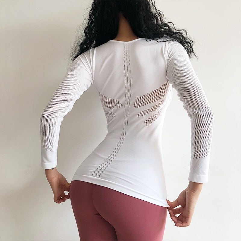 Fitness Long Sleeve Sports T-Shirt Detailansicht – VYROX