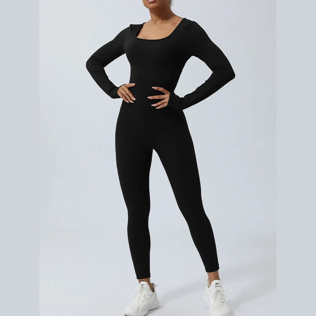 Rückenfreier Langarm-Jumpsuit – VYROX Fitnesswear