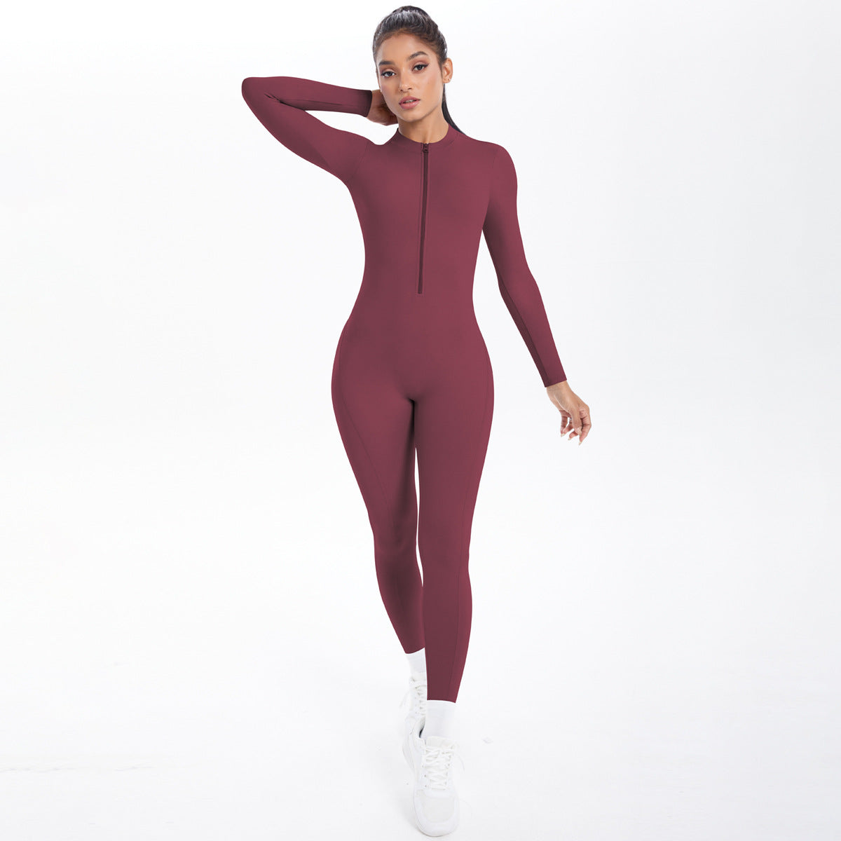 Halb-Reißverschluss-Yoga-Jumpsuit – VYROX Fitnesswear