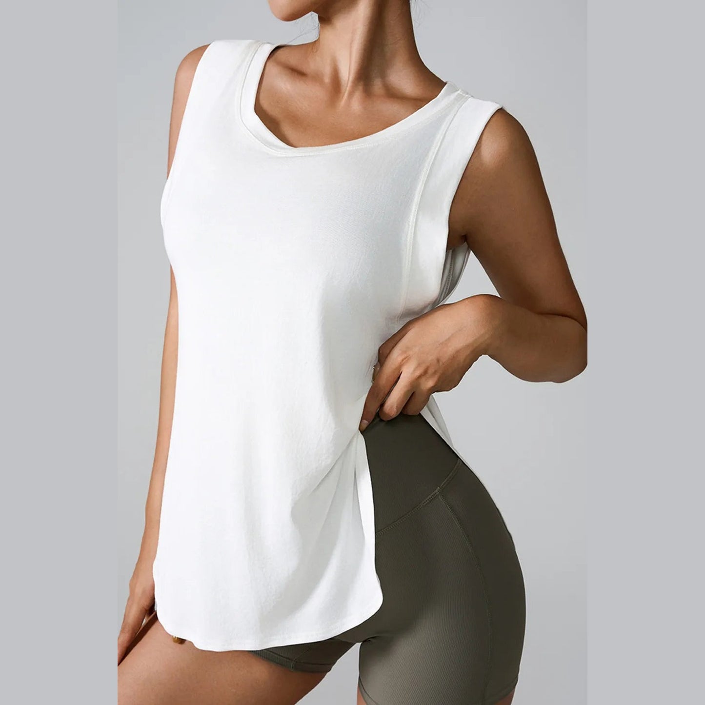 Tanktop mit geschlitztem Rundhalsausschnitt – VYROX Fitnesswear