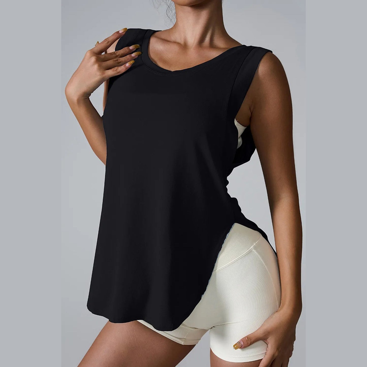 Tanktop mit geschlitztem Rundhalsausschnitt – Ansicht 4 – VYROX