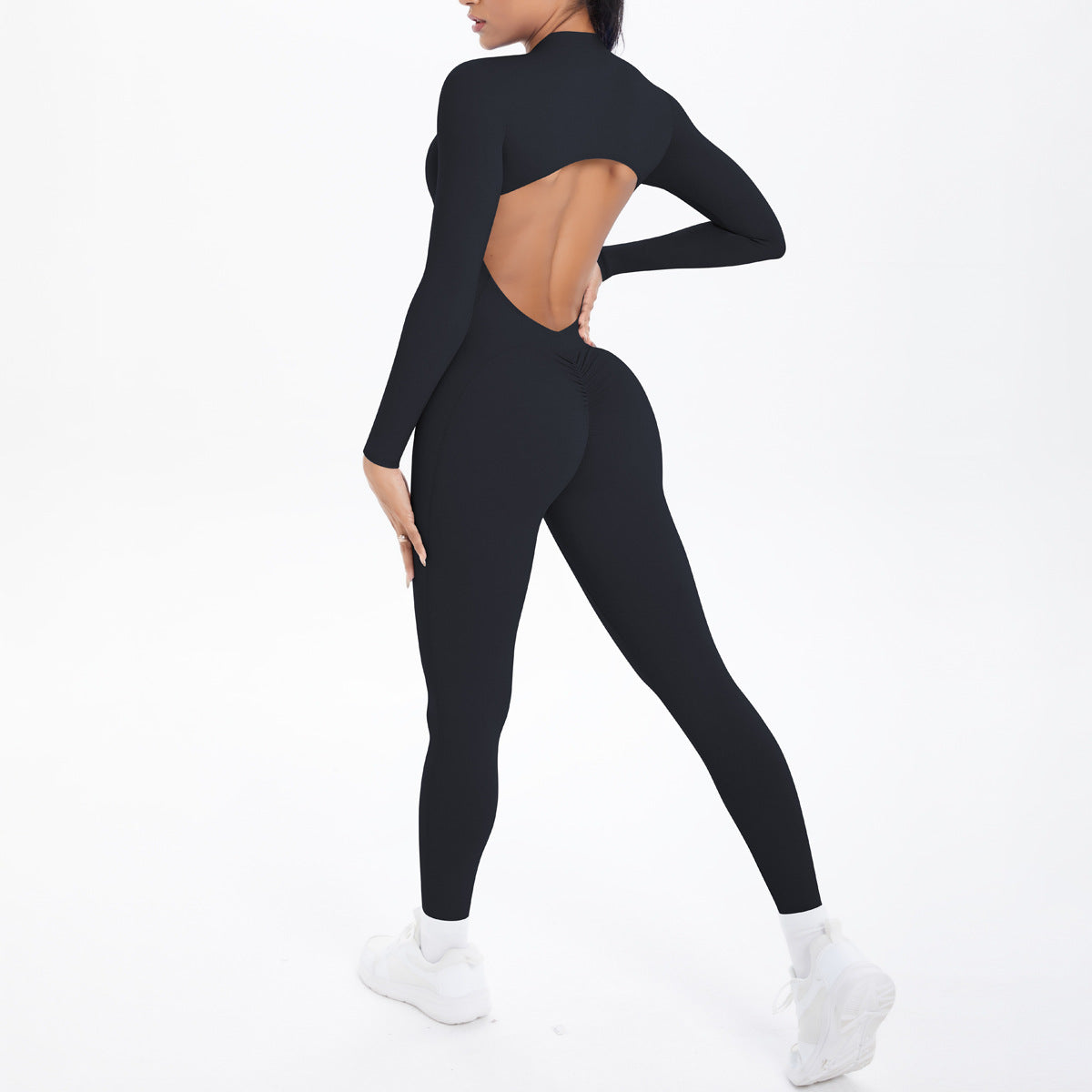Halb-Reißverschluss-Yoga-Jumpsuit – Ansicht 8 – VYROX