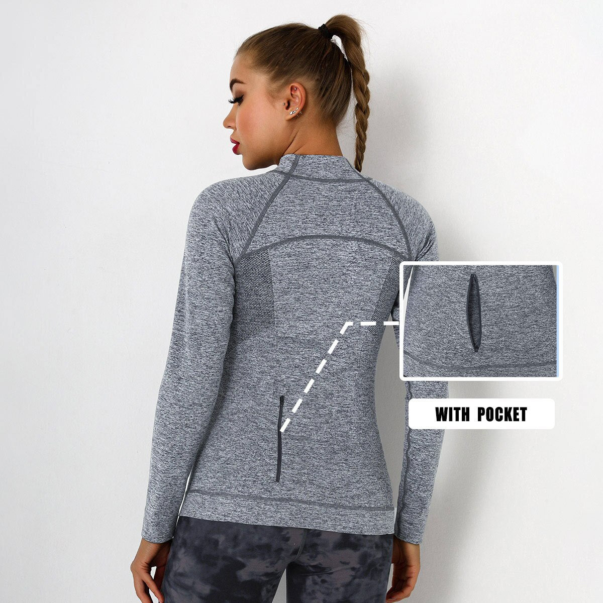 Running Sports Top mit Reißverschluss-Tasche Produktbild – VYROX