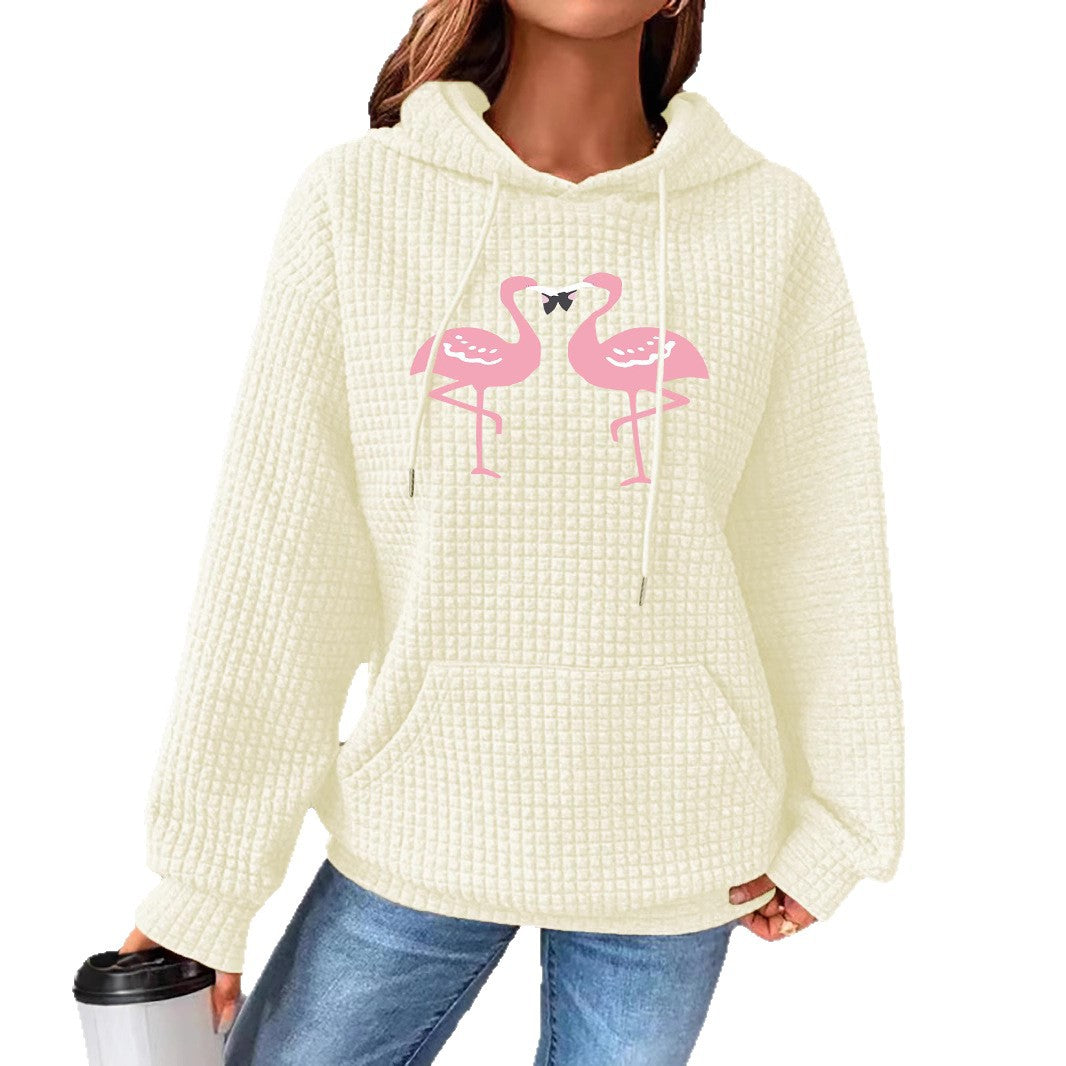 Waffle Hoodie mit Flamingo-Print – VYROX Fitnesswear