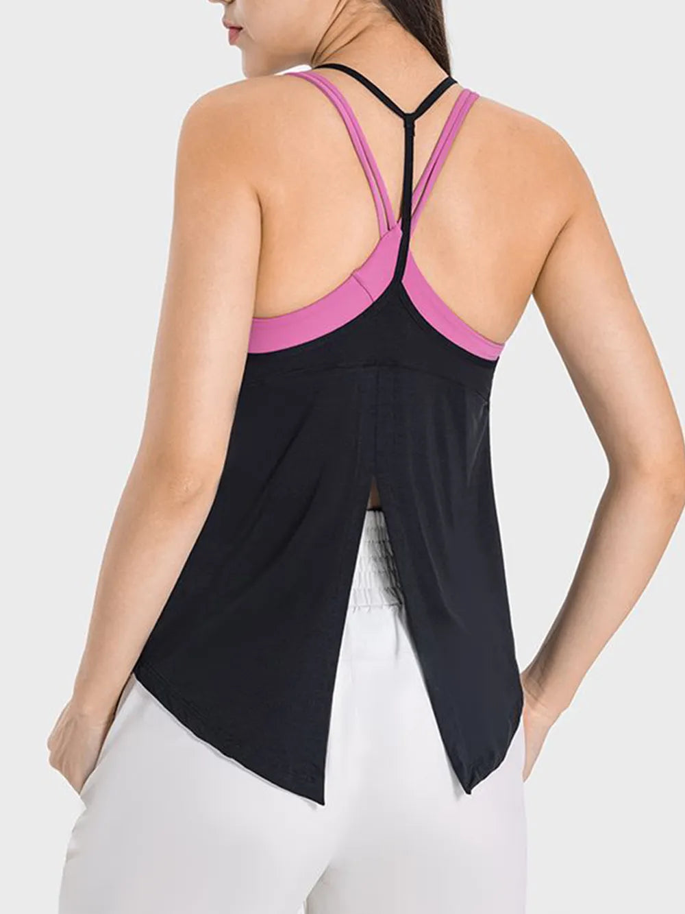 Slit Spaghetti Strap Active Cami Detailansicht – VYROX