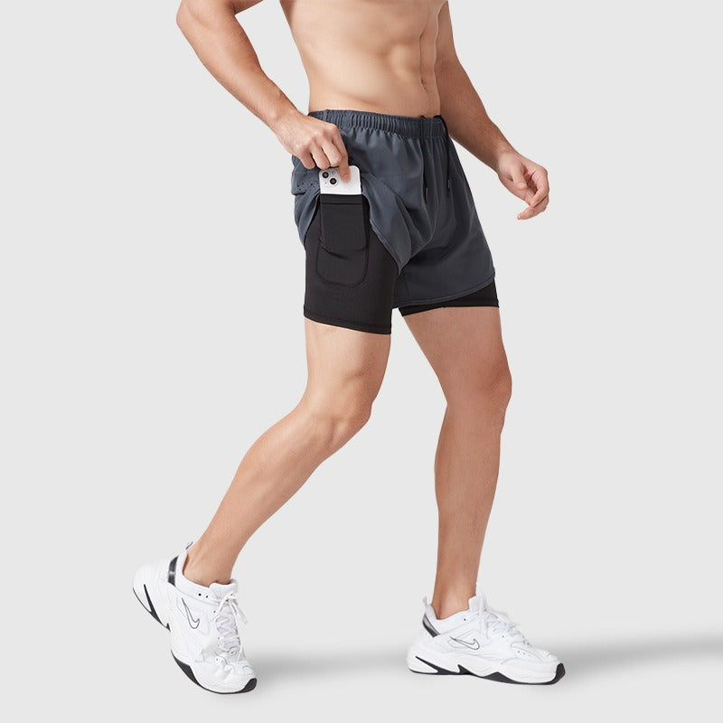 Doppel-Layer Sportshorts für Herren Detailansicht – VYROX