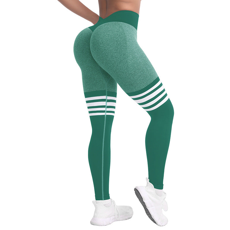 Nahtlose, gestreifte Fitnesshose mit hohem Bund – Ansicht 5 – VYROX