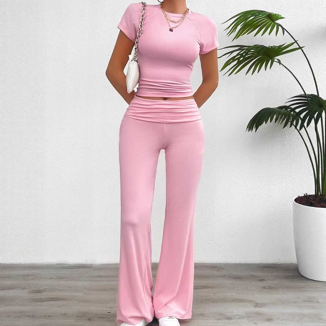 Yoga Style Set – Kurzarm-Shirt & Wide-Leg Hose – Ansicht 5 – VYROX