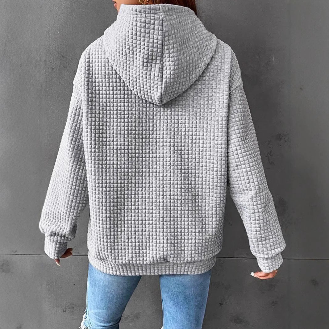 Waffle Hoodie mit Flamingo-Print – Ansicht 5 – VYROX