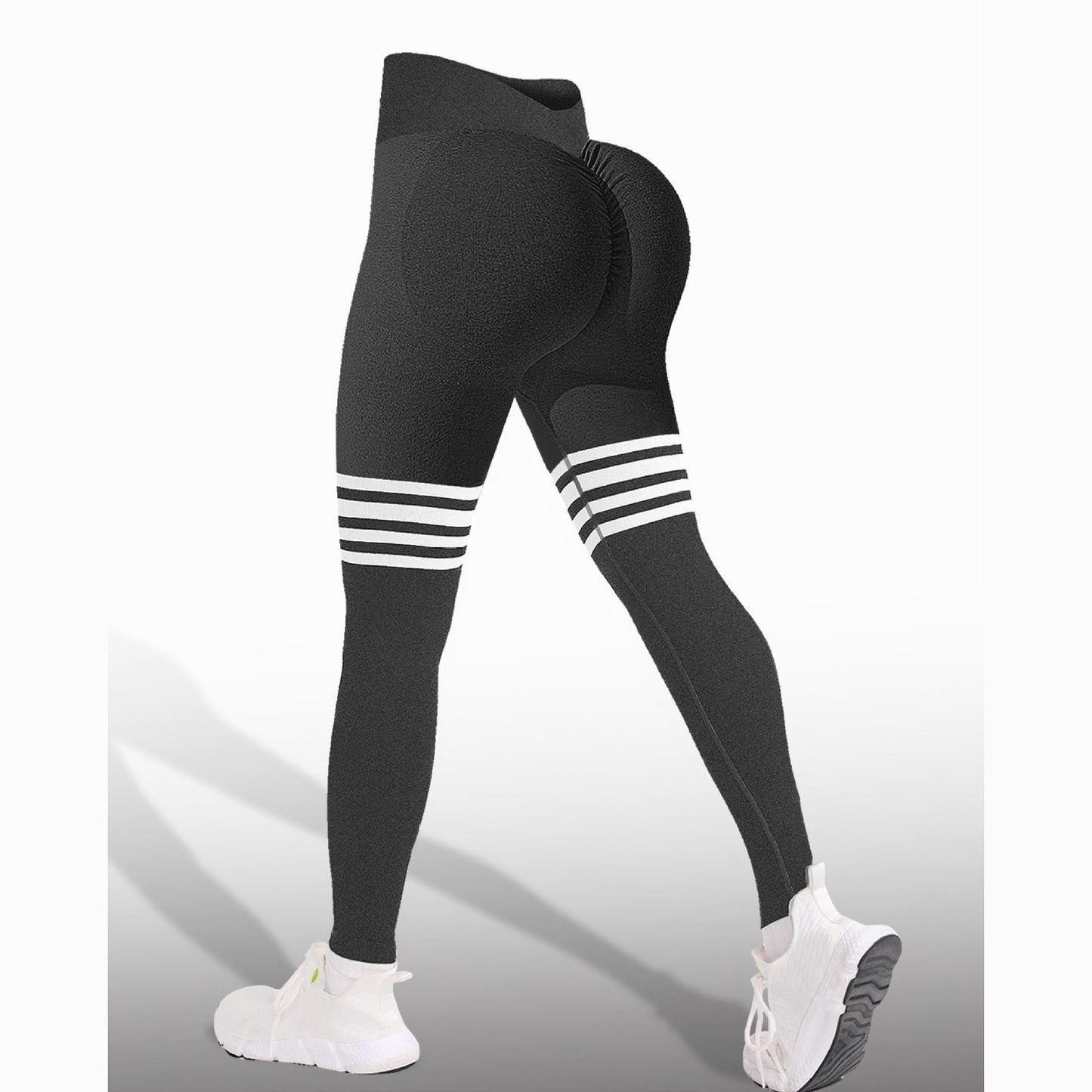 Nahtlose, gestreifte Fitnesshose mit hohem Bund – Ansicht 8 – VYROX
