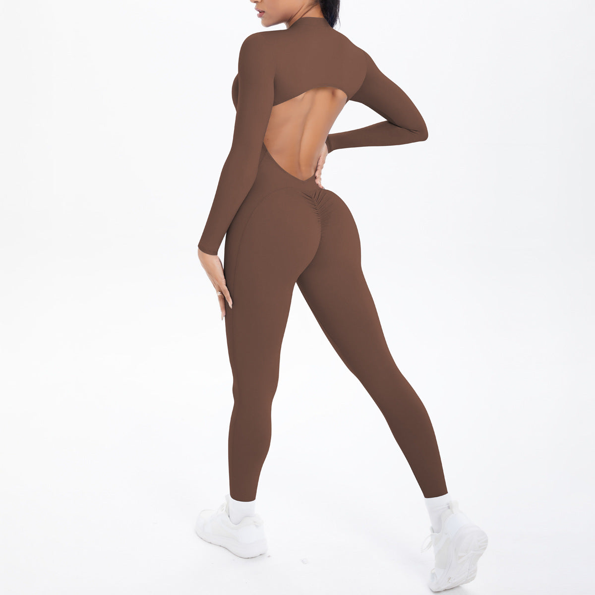 Halb-Reißverschluss-Yoga-Jumpsuit – Ansicht 6 – VYROX